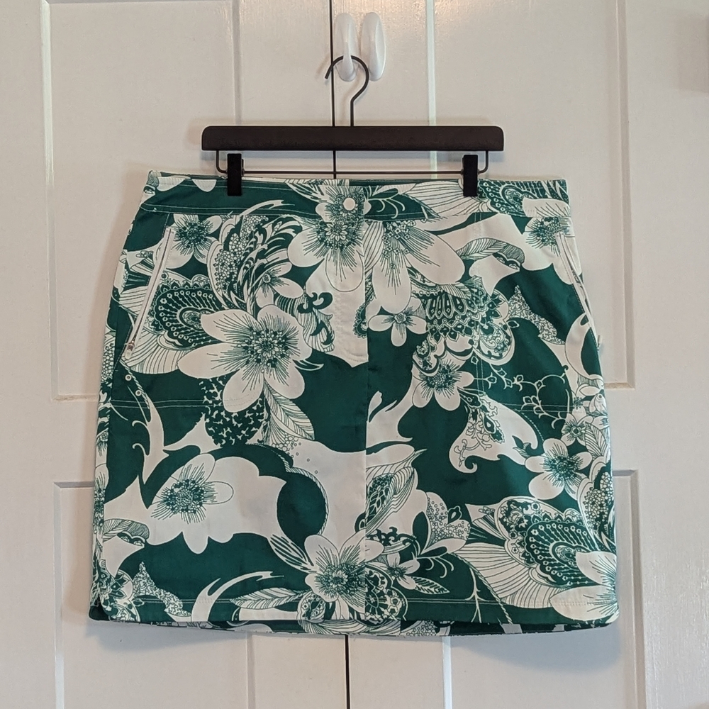Talbots Mini Skirt Resort Wear Summer Vacation Tropical Floral Women's Sz 18